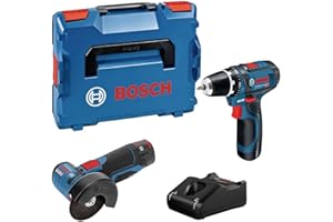 Bosch Professional Combo Kit GSR 12V-15 + GWS 12V-76 (w zestawie 2 x akumulator 2,0 Ah, ładowarka GAL 12 V-40, w L-BOXX)