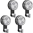 Suction Hooks 4 PCS Powerful Vacuum Suction Cup Hooks Wall Hooks Plastic Suction Hanger Vacuum Seamless Sucker Hook for Bathroom Kitchen Window Towel Bags Coats Xmas Wreath (Dark Grey)