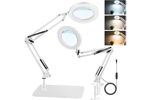 NZQXJXZ Zaktualizowano szkło powiększające 2 w 1 ze światłem i uchwytem, 10x lampa z prawdziwym szkłem powiększającym, 3 tryby kolorów, 10 ściemnianych bezskalowych, szkło powiększające z oświetleniem