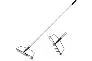 BARAYSTUS Rastrillo de arco de jardín para césped, resistente de acero inoxidable, rastrillo ajustable para nivelar el suelo arenoso y recoger las hojas, Garden Rake Carbon Steel Sturdy