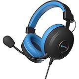 Amazon Basics Wired Over Ear Gaming Headphones mic for PC, Laptop | Static RGB | (Black - Blue)