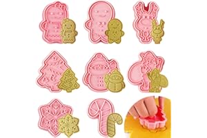 BLUELVES Formine Biscotti Natale, 8 pezzi Stampini Biscotti Natale, 3D Pressable Formine per Biscotti, Christmas Cookie Cutter per Biscotti Natalizie Torta, Gingerbread Man, Albero di Natale