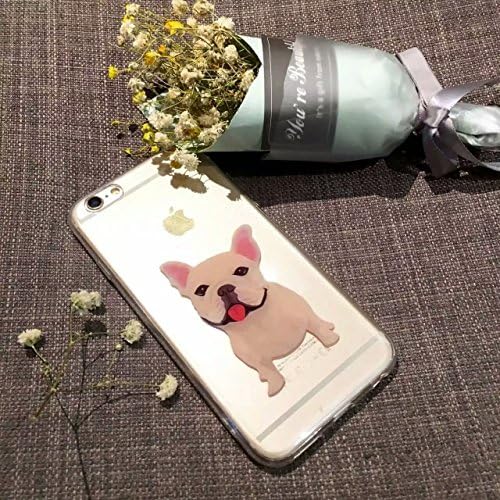 (Sleeping bear) iPhone 7 Case Cover,Lovely Pet Cute Animal Cartoon Little Dog (French Bulldog) phone Case Cover,Slim,Shock-Absorption Bumper,Anti-Scratch TPU Soft Case Cover, with Lanyard--French Bulldog
