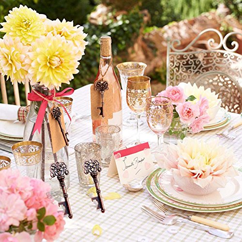 aytai 50 Stück Hochzeit Favor Antik Schlüssel-Flaschenöffner + Tags + Kissen Candy Boxen, für Baby-Dusche Geschenke für Gäste Party Bankett Bar Supplies - 4