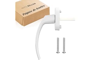 ANTE BELLUM Poignée de fenêtre blanche en aluminium - Accessoire sûr et élégant pour les fenêtres et les portes avec une tige de 35 mm de long. Convient à la plupart des fenêtres standard. (blanc, 1 pièce)