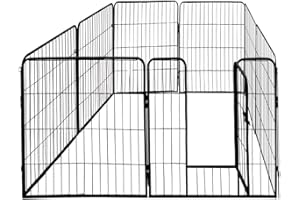 Petigi Parc Enclos Cage pour Chiens Chiots Animaux Lapin Métal Solide 3 Tailles 8 Panneaux, Größe (B x H):80 x 100 cm (8x)