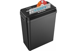 SINCHEREU Distruggidocumenti per Ufficio Domestico, da 12 Fogli con Alto Livello di Sicurezza P-2, Taglio a Croce, Carta di Credito/CD