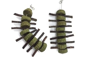 PeSandy Bunny Chew Toys for Teeth, 2PCS Organic Apple Wood Molar Sticks with Timothy Hay Circles for Bunny Chinchilla Guinea Pig Hamsters Holland Lop Prairie Dogs Squirrels, Improves Dental Health