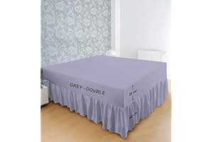 EXCLUSIVELY DESIGNED BY BRIT COTTON Fitted Valance Sheet 25 Cm Plain Dyed Solid Pattern Easy Care Hotel Quality Percale Drop Length 40 Cm (GREY, DOUBLE)