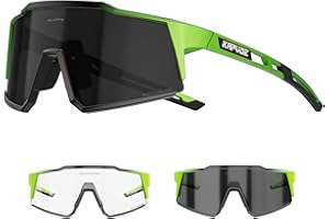 KAPVOE Photochromatische Selbsttönend Fahrradbrille TR90 Rahmen für Herren Damen Klar Sportsonnenbrille Sport Radfahren MTB Radbrille Sportbrille Fahren Baseball Laufen K9022