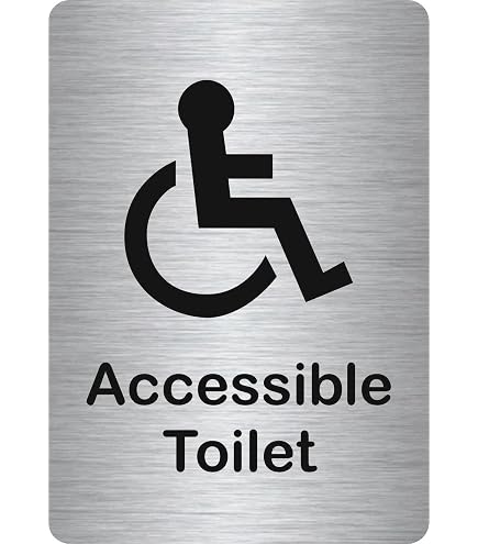 VSafety 71050AT-ACBRSH Toilettenschild 'Herren/Damen', 200x200 Mm, 3 Mm Gebürstetes Alu, Nach EN ISO 7010, Selbstklebend