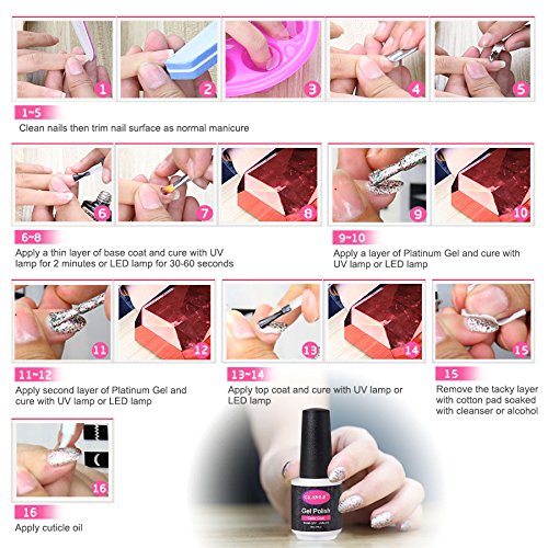 UV nagellack von Clavuz gel shellac set nagellack nail polish set soak off gel Schimmer (6xStück 8ML) - 5