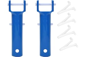 MEETOOT 2pcs Blue Color Vacuum Pool Brush Handle Universal Replacement Parts with V Clips and Pins for Swimming Pool Spa Vacuum
