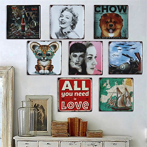 Lares Domi Retro Style Wand Decor Vintage-Finish All You Need Is Love Blechschild 30 x 30 cm - 2