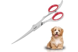SS INSTRUMENTX Forbici curve per la toelettatura del cane da 16,5 cm con punta rotonda di sicurezza in acciaio inossidabile per cani e gatti forbici curve per tagliare i capelli per toelettatura del cane strumenti