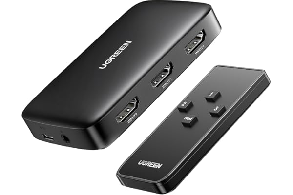 UGREEN HDMI Switch 3 in 1 Out 4K@30Hz Switcher Splitter with Remote, Supports HDR CEC 3D HDCP1.4 Compatible with PS5 PS4 Xbox Fire Stick Roku Apple TV PC