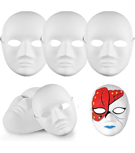 Yamoloz 10 Stück Bemalbare Papiermasken - Weiße Maskenrohlinge Für Karneval & Cosplay