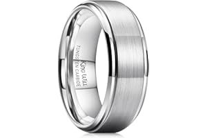 King Will Basic Men's Tungsten Carbide Ring 6mm/7mm/8mm Polished Beveled Edge Matte Brushed Finish Center Wedding Band