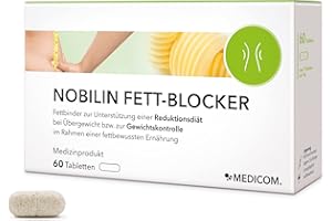 ‎MEDICOM MEDICOM NOBILIN-FETT-BLOCKER zur Unterstützung einer fettreduzierten Diät, Fettbinder mit natürlichem Faserkomplex vermindert die Kalorienaufnahme aus den Nahrungsfetten, 100% Vegan, verlängertes Sättigungsgefühl, 60 Tabletten