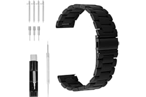 cobee Metalowe zamienne paski do zegarków, szybko odpinane paski do zegarków ze stali nierdzewnej dla mężczyzn o szerokości 22 mm, klasyczne, wytrzymałe paski z 1 teleskopem + 4 szpilkami do uszu, 1