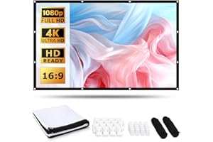 Zinueen Telo Proiettore Portatile 100 Pollici HD 4K, Schermo Proiezione Bifacciale Pieghevole e Lavabile per Casa, Scuola e Ufficio - Zinueen Telo per Proiettore All'Aperto 16:9