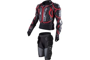 SJAPEX Moto Armatura Integrale Corpo Fuoristrada Protezione Armatura Moto Protezione di Motocross Moto Locomotiva Abbigliamento Anticaduta Abbigliamento e L'armatura Corta(5 Taglie) Red,M