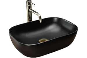 Rea Lavabo sobre encimera Belinda Black Mat Lavabo de cerámica - Rectangular - Negro mate - 33 x 46 cm