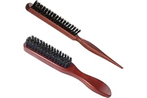 ‎QUFIIRY Qufiiry Sleek Bun Bürste, Wildschweinborsten Bürste, Teasing Hair Brush Boar Bristle Hair Brush Tail Comb, Haarbürsten mit Wildschweinborsten, Weiche Naturborsten, für Haar und Bart Styling
