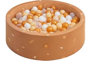 Dodozen Soft Ball Pit 90x30cm/200 ∅ 7cm Balls for Babies and Children - High Resilience Foam - Super Soft Velvet - Removable Cover - Autumn Leaves：White/Trasparent/Beige/Bronze