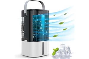 FOTFLACE Mobiles Klimageräte Luftkühler, Ventilator mit Wasserkühlung mit 3 Windgeschwindigkeiten, 90° Oszillation, 1000ml Wassertank, 2/4 Timer Klein Klimaanlage Luftkühler für Zuhause und Büro