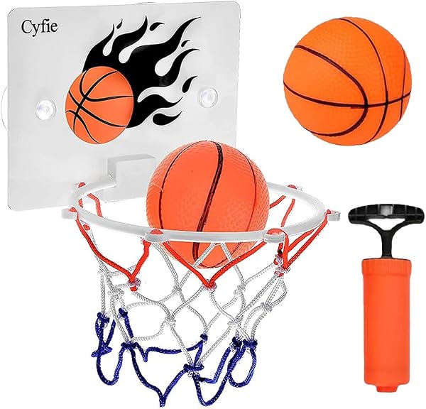 VBSJAH Mini Canestro Basket Da Camera, 1 Pezzi Parete Aspirante E Doppio Gancio Canestro Basket Bambini, Adatto Per Giochi Per Bambini Al Coperto e Giochi Da Ufficio, Con Gonfiatore - 1