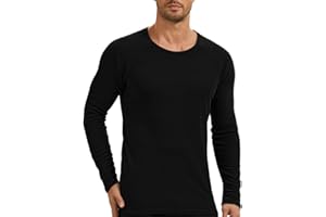 AMZSPORT Camiseta Termica Hombre de Manga Larga Cálida Interior Cuello Redondo Capa Base