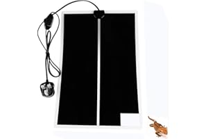 SOEKODU Reptile Heating Mat, 20W Waterproof Safety Reptile Heat Pad Vivarium Reptile Warmer Mat Pad with Temperature Adjustment Fit for Turtle, Tortoise, Snakes, Lizard, Gecko, Spider, Snails