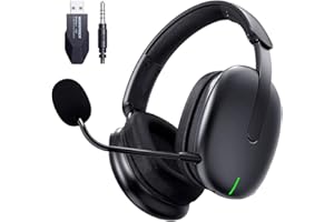 WolfLawS TA82 Wireless Gaming Headset for PS5 PS4 PC, 2.4GHz USB Gamer Headphones, Detachable Noise Canceling Microphone, 7.1 Surround Sound, Memory Foam Ear Pads, Wired Mode for Controller