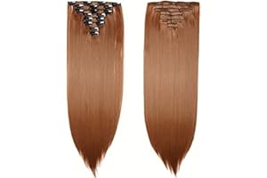 S-noilite 17-26 Inches(43-66cm) 8pcs Long Full Head Clip In Hair Extensions Extension Sexy Lady Fashion Choice 60 Colours (23 Inches-Straight, Light Auburn)