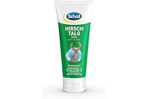 ‎DR. SCHOLL'S Scholl Hirschtalgcreme 100 ml - Fußcreme gegen Hornhaut und Feuchtigkeitscreme für Hände und Füße, Fußpflege für trockene Haut mit Kamille, Aloe Vera und Rosmarinöl, Hautglättend, PH-Hautneutral