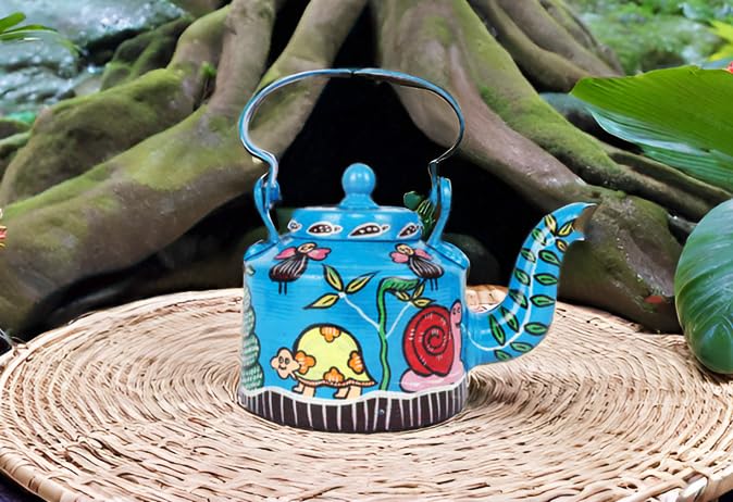 Indha Hand-Painted Aluminium Kettle Review: Tribal Art Forest Story Home Decor Showpiece Gift Item Decorative