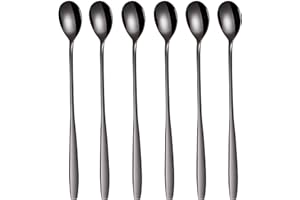 ‎GRÄWE GRÄWE Eis- und Latte Macchiato Löffel aus Edelstahl, langer Löffel, ideal für Kaffee, Desserts und Eistee, spülmaschinenfest, schwarz