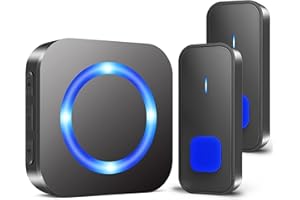 SURFOU Wireless Doorbell,1300ft Long Range Waterproof Cordless Door Bell Chime Kit, with 2 Remote Push Buttons 1 Plug-in Receiver, 5 Volume, LED Flash, for Front or Back doorbell Sets