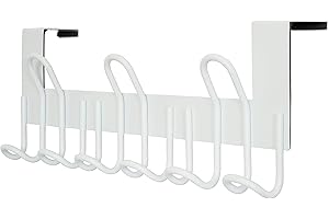 SKOLOO Crochets de porte – pour portes jusqu'à 4,5 cm d'épaisseur, crochet de porte en métal avec 9 crochets, crochet de porte pour manteaux, chapeaux, serviettes, blanc