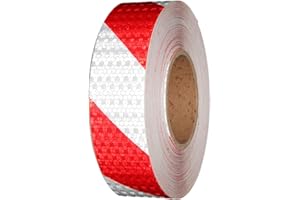 Fhioevt Nastro Catarifrangente Adesivo 10m x 5cm Strisce Catarifrangenti Adesive Nastro Bianco Rosso PVC Adesivo di Avvertimento Riflettente per Auto Moto Bicicletta Attività Notturna