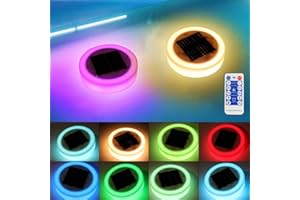 XPJBKC 2Pcs Iluminación LED Subacuática Solar, IP65 Luz Solar para Piscina con Cambio Color, Luces Subacuáticas para Piscina con Mando, Iluminación LED Flotante para Piscina, Estanque, Fuente