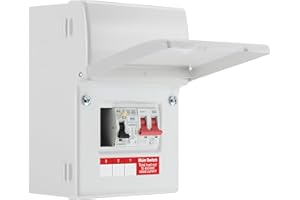 Sync Energy EV Charger Consumer Unit, 40A 30mA Type A RCBO, 100A Main Switch & Type 2 SPD, Double Pole, Electric Vehicle Enclosure Kit, 5 Module, Indoor, BG Sync EV, IP20 CFUEV5RDA