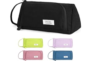 APXEL Federmäppchen Cord-Stoff, Federtaschen Mädcchen große Mäppchen mit 2 Fcächer Tragegriff Stiftetasche Bleistift Beutel Federmäppchen Pencil Case für Schule Teenager Büro, Schwarz