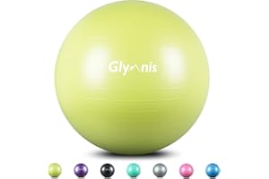 Glymnis Piłka gimnastyczna do siedzenia 55 cm 65 cm 75 cm gruba piłka do pilatesu w zestawie z pompką powietrzną, wytrzymała, maksymalne obciążenie 300 kg, do domu, na siłownię, do biura