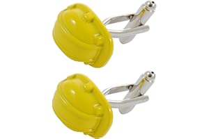 COLLAR AND CUFFS LONDON - Boutons de Manchette avec Boite-Cadeau - Grand Qualité - Casque Chantier - Laiton - Couleur Jaune - Ingénieur Bricolage Constructeur Construction Superviseur