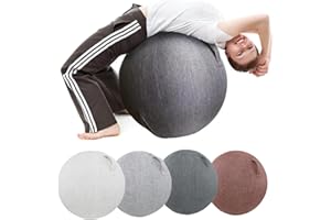 SWTKO Housse de Ballon d'exercice Housse de Protection pour Chaise de Bureau Yoga Ball Housse de Siège pour Ballon de Grossesse et Ballon D'équilibre avec Poignée et Pompe,Blanc,75CM