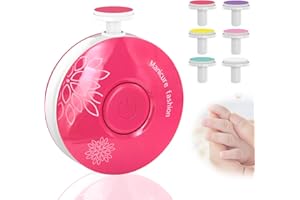 JINYJIA Lime à Ongles Électrique Pour Bébé,6 in 1 Kit de Coupe Ongles Bébé Électrique,Lime à Ongles Électrique pour Enfants,Têtes de Meulage Remplaçables,Faible bruit(Rouge)