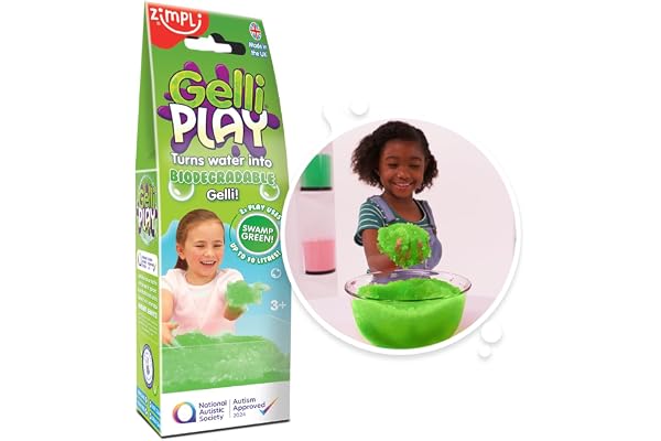 ZIMPLI - Gelli Play Vert, transforme magiquement l'eau en Une Boue épaisse et colorée, Jouet Tuff Tray, Jouets de nouveauté et de Farce, Cadeau de récompense pour Enfants