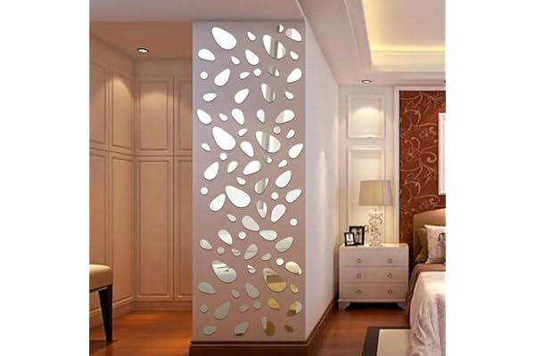 SSyang Autocollant Mural Miroir Diamant, 13 Pcs Miroir Acrylique Stickers Muraux Miroirs Amovible Sticker Géométriques, Décalque Autocollant Mural, pour Maison Chambre Salon Décor(Argent)